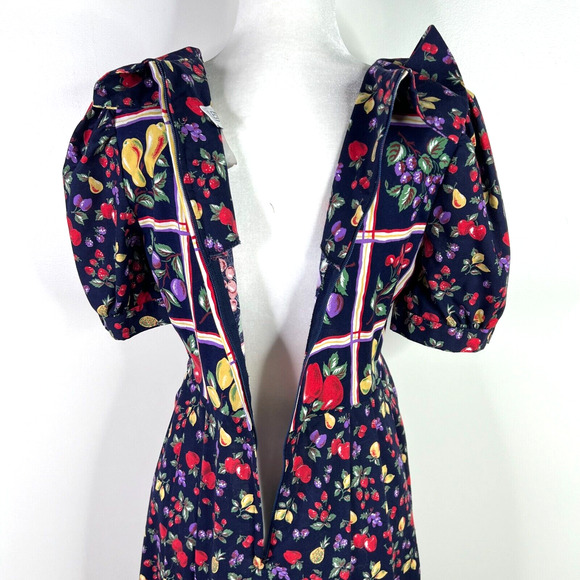 Leslie Lucks Vintage 80's Fruit Dress Size 6 Cottage Core - Picture 9 of 15
